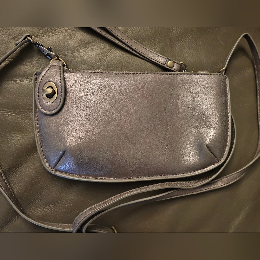 Gray/Bronze/Silver Leather Crossbody Bag ~ Like New!